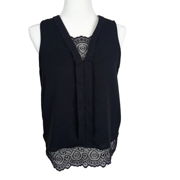 Monteau Black Sleeveless top with Lace detail size Medium - Picture 1 of 6